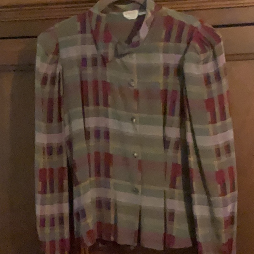 Tahari vintage Silk Multicolor Striped Blouse. Like new.